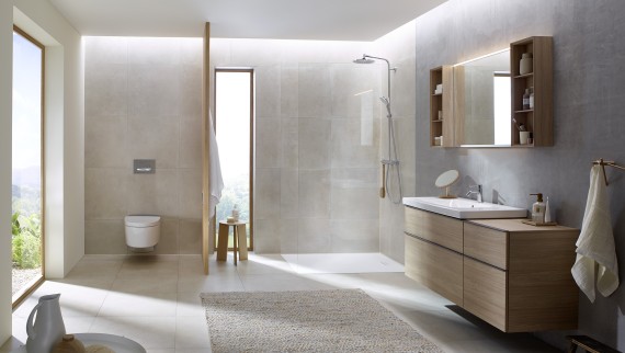 Kúpeľňa iCon s tlačidlom Sigma50 v betónovom vzhľade