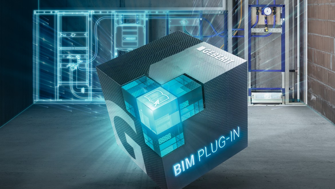 Štvorec BIM plug-in s konceptom staveniska kúpeľne v pozadí Štvorec BIM plug-in s konceptom staveniska kúpeľne v pozadí