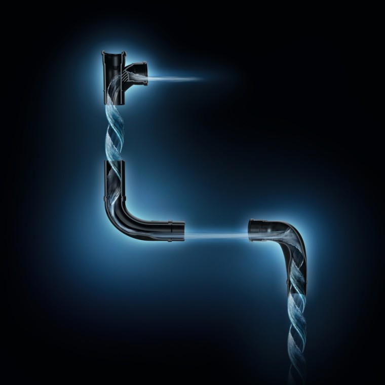 Hydraulicky optimalizovaný prietok s tvarovkami Geberit SuperTube.