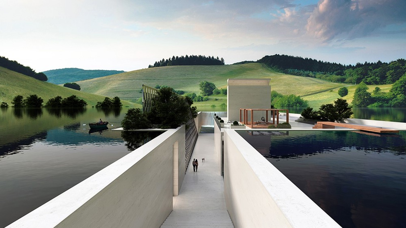H.O.M.E. Haus 2022 od Hadi Teherani Architects so zelenými kopcami v pozadí (© Bloomrealities/HTA für H.O.M.E. Haus 2022) H.O.M.E. Haus 2022 od Hadi Teherani Architects so zelenými kopcami v pozadí (© Bloomrealities/HTA für H.O.M.E. Haus 2022)