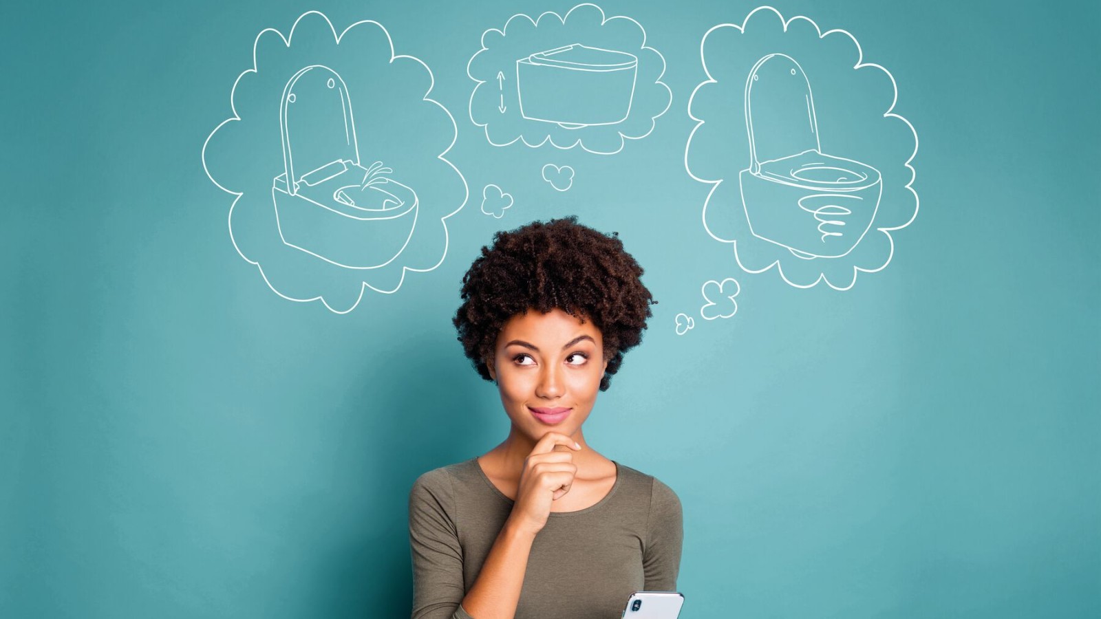 Žena premýšľa o svojej vysnívanej toalete