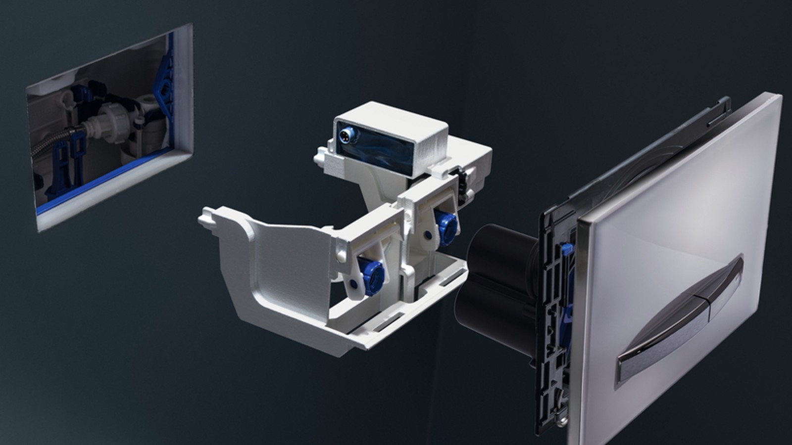 Intervalové hygienické prepláchnutie Geberit možno jednoducho nainštalovať do akejkoľvek podomietkovej splachovacej nádržky Geberit Sigma 12 cm