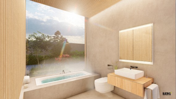 V kúpeľni s rozlohou 6 metrov štvorcových by ste mali cítiť pokoj a pohodu (© Bjerg Arkitektur)