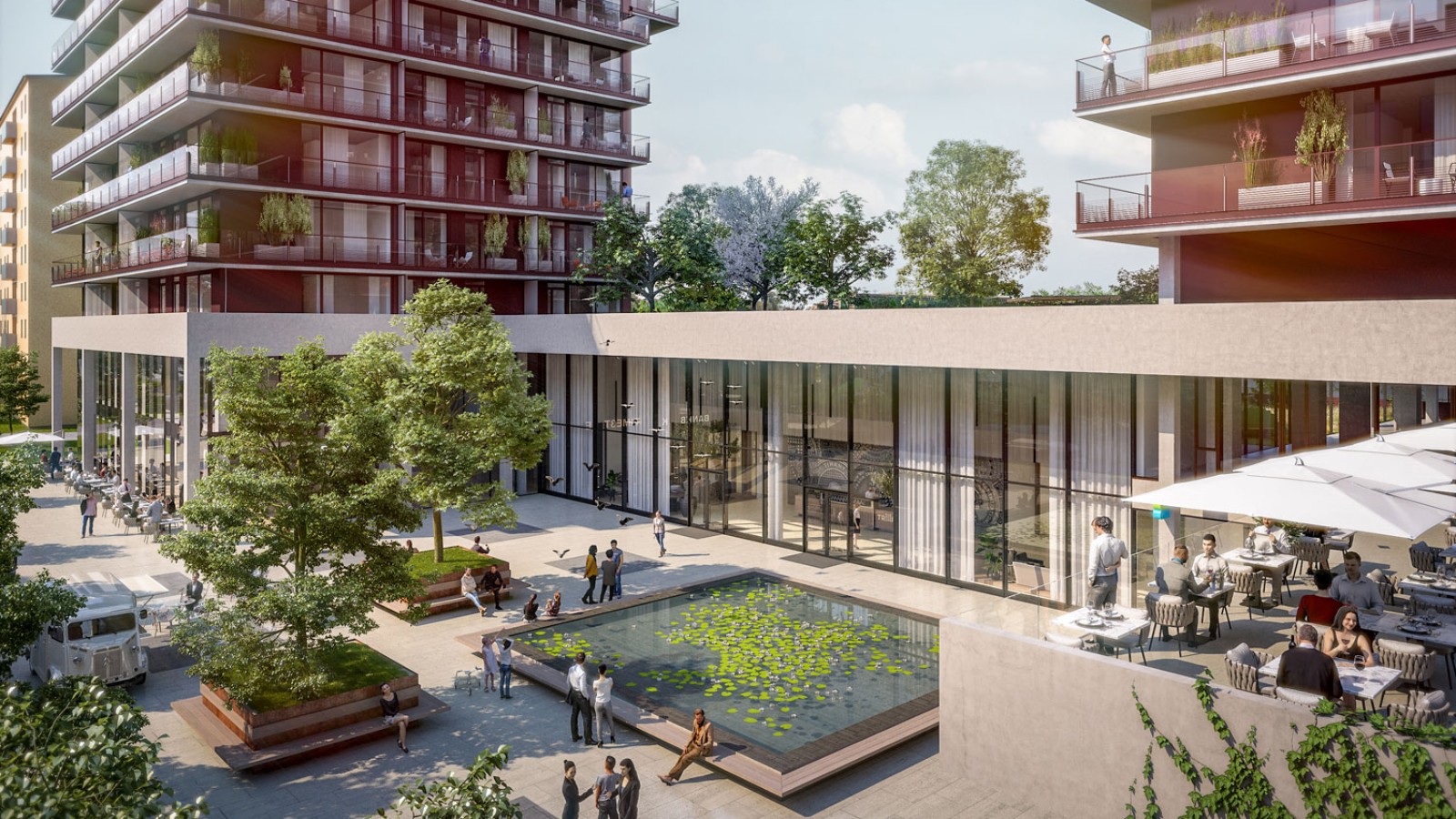 Tri veže sú na prízemí vzájomne prepojené (© Soravia) Tri veže sú na prízemí vzájomne prepojené (© Soravia)