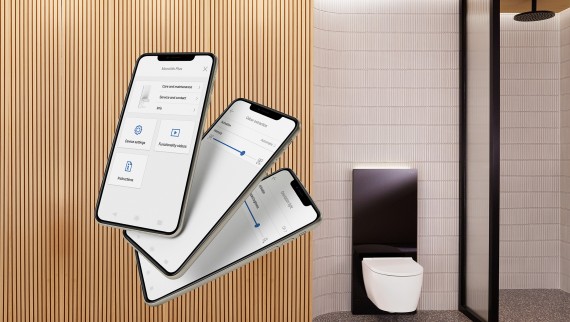 Geberit Home – na nastavenie funkcií nového sanitárneho modulu Geberit Monolith Plus (© Geberit)