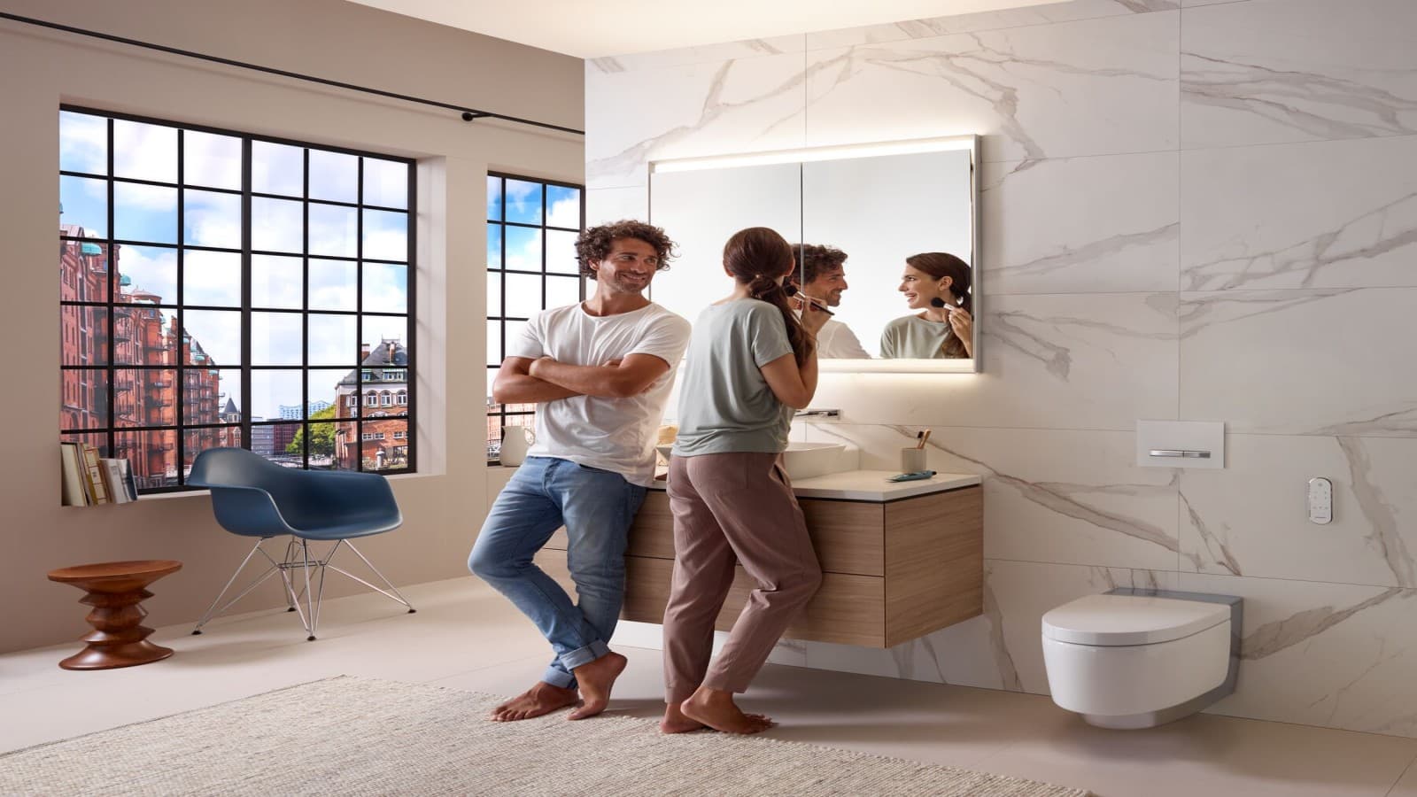 Sprchovacie WC Geberit AquaClean Mera v kúpeľni Geberit ONE Sprchovacie WC Geberit AquaClean Mera v kúpeľni Geberit ONE