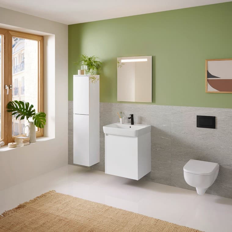 Geberit Renova Plan bathroom with WC, bidet, washbasin and bathroom furniture Geberit Renova Plan bathroom with WC, bidet, washbasin and bathroom furniture