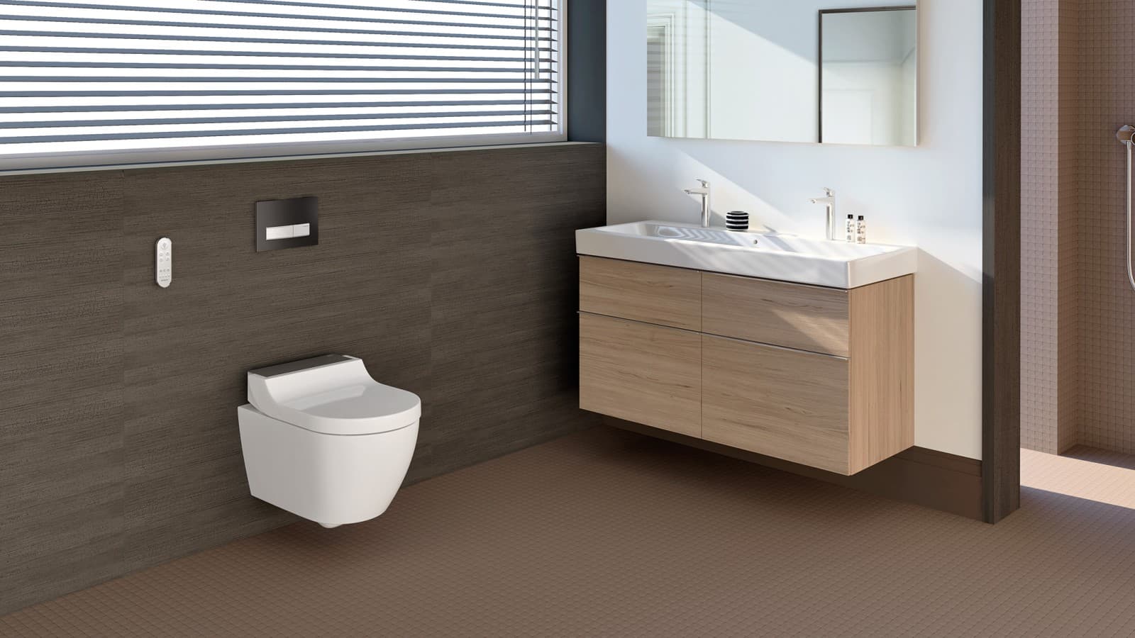 Kúpeľňa so sprchovacou toaletou Geberit AquaClean Tuma Kúpeľňa so sprchovacou toaletou Geberit AquaClean Tuma