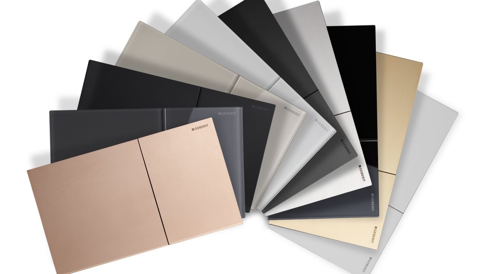 Sortiment povrchov dostupných pre ovládacie tlačidlo Geberit Sigma70 Sortiment povrchov dostupných pre ovládacie tlačidlo Geberit Sigma70