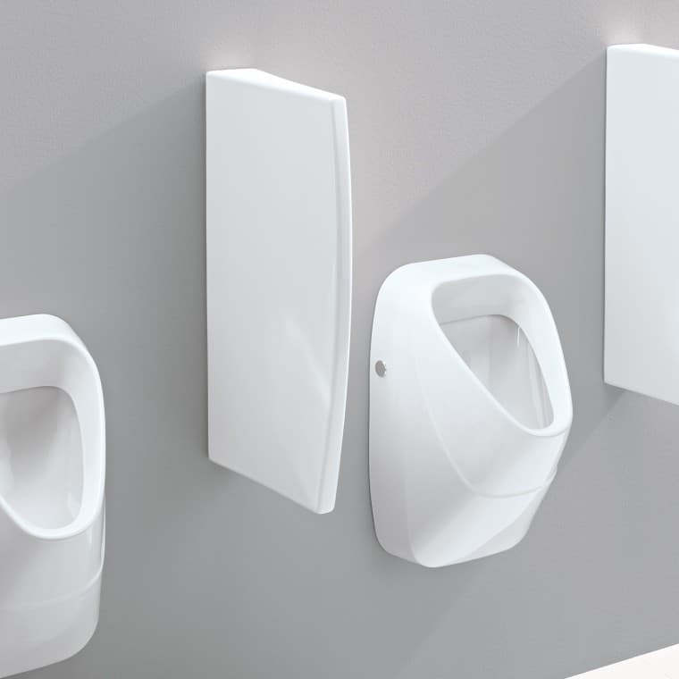 Deliace steny Geberit zo sanitárnej keramiky so skrytými upevňovacími prvkami Deliace steny Geberit zo sanitárnej keramiky so skrytými upevňovacími prvkami