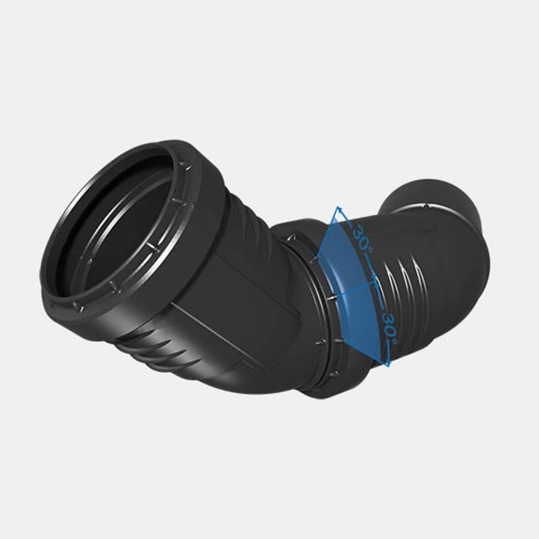 Úspora času pri zarovnávaní: Značky 30° umožňujú rýchle a presné nastavenie tvaroviek. Úspora času pri zarovnávaní: Značky 30° umožňujú rýchle a presné nastavenie tvaroviek.