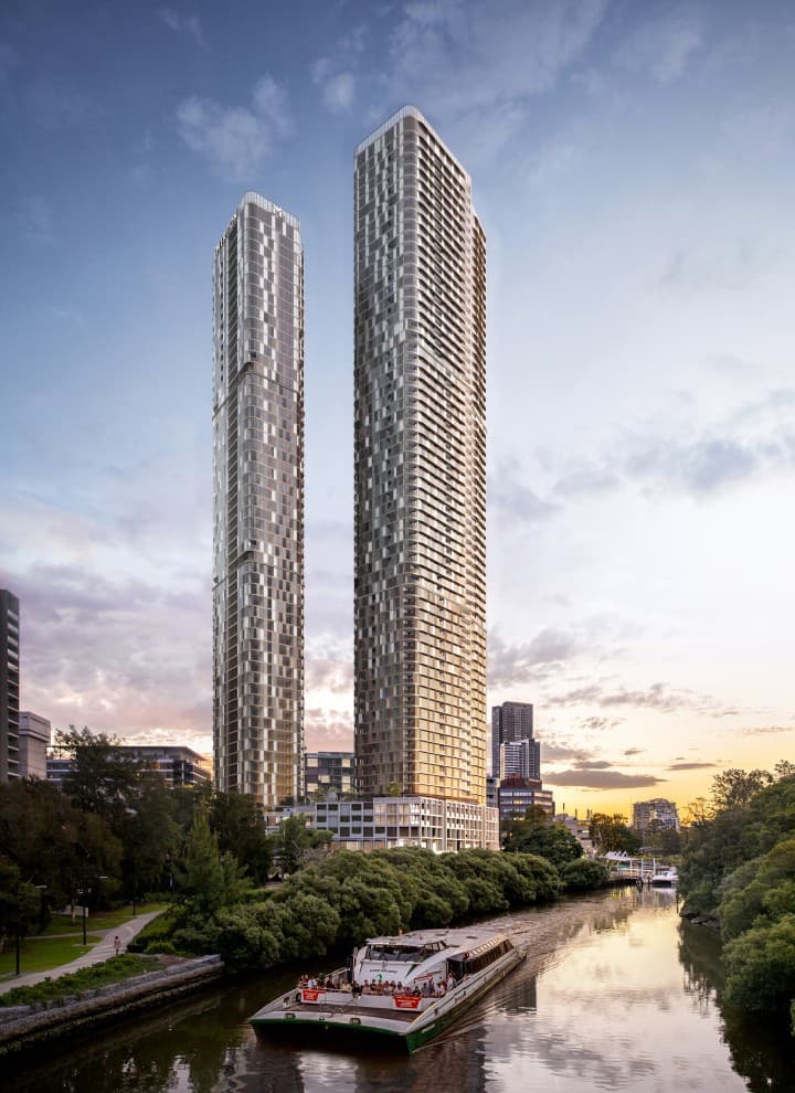Dve 180 George Towers veže nad západným predmestím Sydney (© Meriton Group) Dve 180 George Towers veže nad západným predmestím Sydney (© Meriton Group)