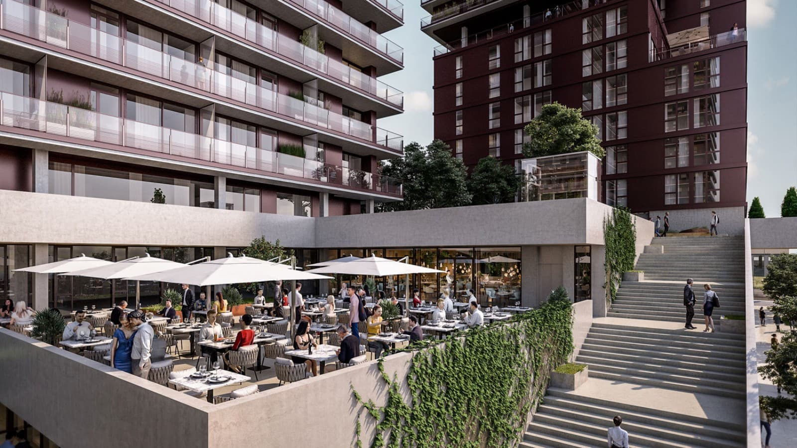 Súčasťou budovy sú aj strešné terasy, reštaurácie a bary (© Soravia) Súčasťou budovy sú aj strešné terasy, reštaurácie a bary (© Soravia)