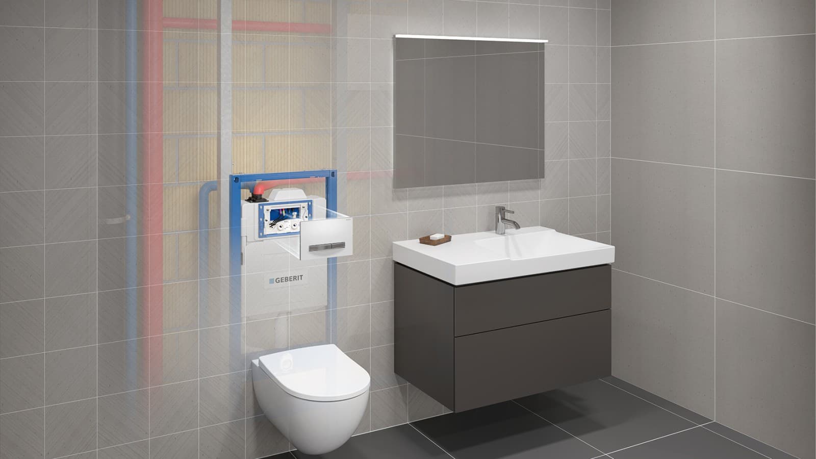 Hygienické prepláchnutie Geberit HS30 v kúpeľni (© Geberit) Hygienické prepláchnutie Geberit HS30 v kúpeľni (© Geberit)